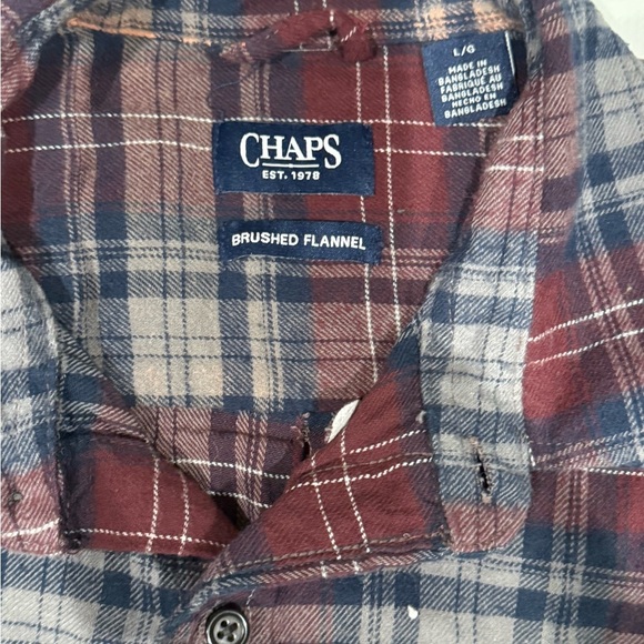 Chaps Men's Casual Plaid Shirt - Maroon , Grey  and Blue - Picture 4 of 5